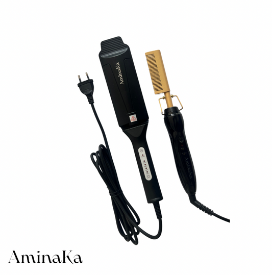 PACK SILK SET TITANIUM - Lisseur & Peigne Chauffant Professionnels